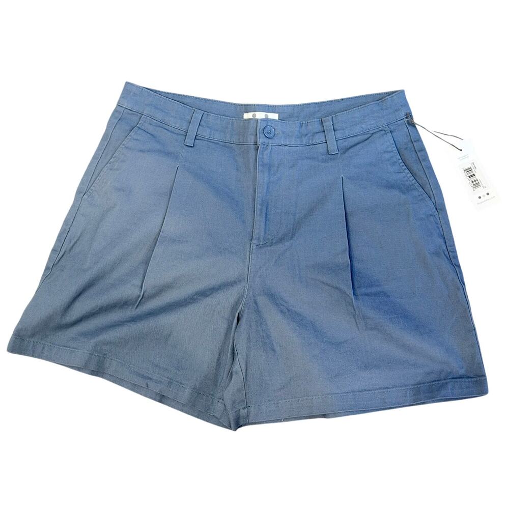 Three Dots Pleat Front Shorts 5.5" Inseam Sz 12 14 Moonlight Blue Preppy Coastal